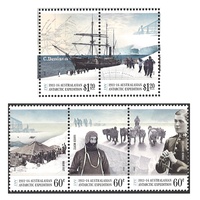 AAT STAMPS 2012 CENTENARY OF THE AUSTRALIAN ANTARCTIC EXPEDITION 2ND ISSUE SET OF 5