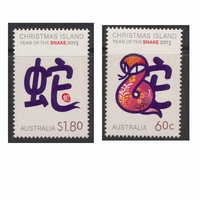 Christmas Island Stamps 2013 Year of the Snake Set of 2