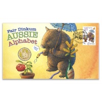 Australia 2016 Fair Dinkum Alphabet Letter 'W' Wombat $1 Coin & Stamp Cover- PNC