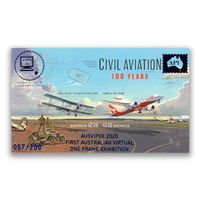 Australia 2020 AUSVIPEX Virtual Expo Imperf Stamp Mini Sheet Civil Aviation 100 Years