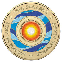 Australia 2018 Eternal Flame Lest We Forget $2 Coloured UNC Coin 
