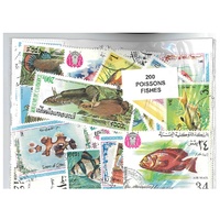 Fishes - 200 Different Stamps Used in Bag
