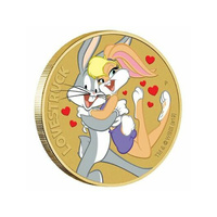 Tuvalu 2019 Looney Tunes Bugs Bunny Lovestruck Valentine $1 Coloured UNC Coin Carded