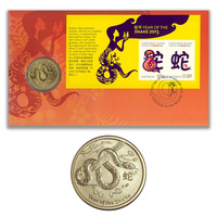 Australia 2013 Year of The Snake Mini Sheet Stamps & $1 UNC Coin Cover - PNC