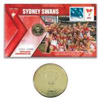 Australia 2012 AFL Premiers Sydney Swans Stamp & $1 Dollar UNC Coin Cover - PNC