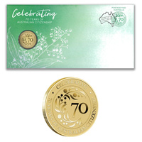Australia 2019 70 Years of Australian Citizenship Stamp & $1 UNC Coin Cover - PNC