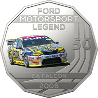 Australia 2018 Ford Motor Racing Car BA Falcon 2006 50c Coloured UNC Coin
