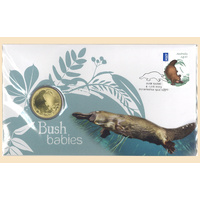 Australia 2013 Bush Babies Platypus Stamp & $1 UNC Coin Cover - PNC