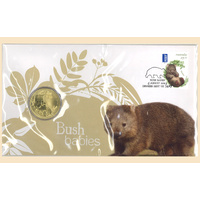 Australia 2013 Bush Babies Wombat Stamp & $1 UNC Coin Cover - PNC