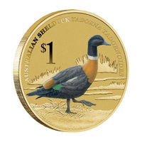 2013 Australian Birds Shelduck Tuvalu $1 Dollar Coloured UNC Coin Carded