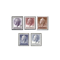Australia 1955-1957 (SG282,282a/d) Queen Elizabeth II Definitive Set of 5 Stamps MUH