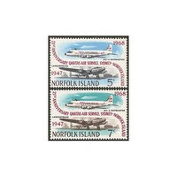 1968 (SG96/7) Norfolk Island QANTAS Air Service Set of 2 MUH