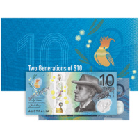 Australia 2017 $10 Two Generations Unc in RBA Folder - First Polymer & New Generation Series