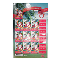Christmas Island 2019 Merry Christmas Embellished Sheetlet of 10 Stamps Self-adhesive MUH