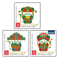 Christmas Island 2020 Year of The Rat Set of 3 Stamps MUH