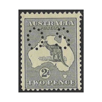 Australian 2nd Watermark 2d Grey Perf OS Kangaroo MLH BW6Aba