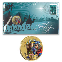 Australia 2016 Christmas Three Wise Men Stamp & $1 UNC Coin Cover - PNC