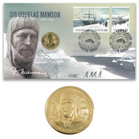 Australia 2012 Sir Douglas Mawson AAT Expedition Stamps & $1 Coin Cover - PNC