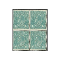 Australia KGV C of A Watermark 1/4d Pale Greenish Blue Block of 4 MLH/MUH