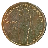 2005 Gallipoli 1915 "S" Sydney Mintmark $1 UNC Coin Carded