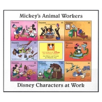 Disney Mickey's Animal Workers Sheetlet Stamps MUH - Guyana