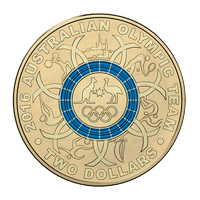 Australia 2016 Olympic Team $2 Dollars Coloured UNC Coin Loose Ex Mint Bag - Blue