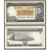 Australia 1961 Ten Shillings Coombs/Wilson Star Prefix AG50 Banknote R17S gVF