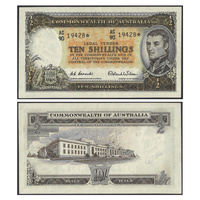 Australia 1954 Ten Shillings Coombs/Wilson FIRST Star Prefix AC90 Banknote R16SF gVF