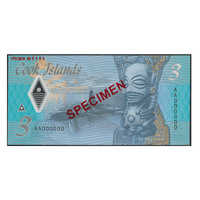 Cook Islands 2021 $3 Polymer Banknote 'Specimen' Issue AA Prefix UNC Mark Brown Signature