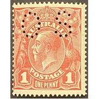 Australia 1914 KGV Single wmk 1d Rose Red DIE II (Erect) "Perf OS" (SG 039h) MUH