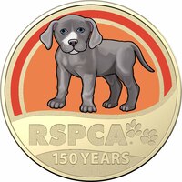 Australia 2021 RSPCA 150th Anniversary Coloured $1 Dollar UNC SINGLE Coins Carded - Dog