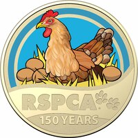 Australia 2021 RSPCA 150th Anniversary Coloured $1 Dollar UNC SINGLE Coins Carded- Layer Hen