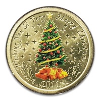 Australia 2011 Christmas Tree $1 One Dollar Coloured UNC Coin Perth Mint