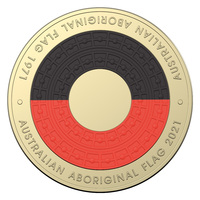 Australia 2021 Aboriginal Flag 50th Anniv Coloured $2 Dollars UNC Coin Loose
