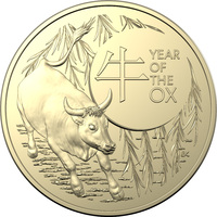Australia 2021 Year of The Ox $1 One Dollar UNC Coin Loose