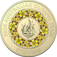 Australia 2020 Tokyo Olympics $2 Flame  UNC Coin- Striving Loose in 2x2" Holder
