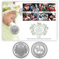 Great Britain 2022 Her Majesty The Queen's Platinum Jubilee Stamp & £5 Coin Cover PNC