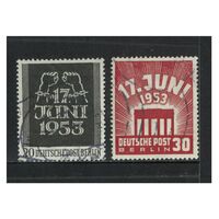 Germany West Berlin 1953 Workers Uprising Set of 2 Stamps Sc.9N99/100 FU 4-29