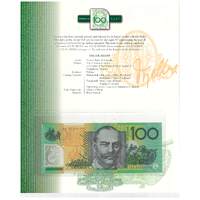 Australia 1997 $100 Premium NPA Folder Low Numbered UNC - Red Serial