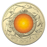 Australia 2022 Honey Bee $2 Dollars Coloured UNC Coin Loose