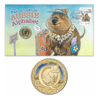 Australia 2016 Fair Dinkum Alphabet Letter 'Q' Quokka $1 Coin & Stamp Cover- PNC