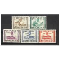 Austria: 1955 10th Anniversary Set 5 Stamps Scott 599/603 MLH #EU154