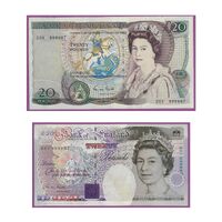 Great Britain £20 Banknotes Pair of First & Last Run 20X/A01 Matching Serials