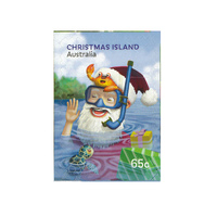 Christmas Island 2021 Christmas 65c Santa Self-adhesive Stamp Ex Embellished Sheet MUH