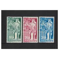 French Zone - Baden: 1949 Carl Schurz Set of 3 Stamps Scott 6NB9/11 MUH #EU171