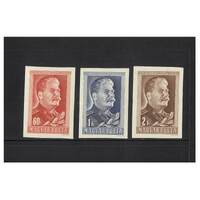 Hungary: 1949 Stalin Set of 3 Stamps "IMPERF" Scott 864/66 MUH #EU175