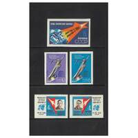 Russia: 1962 Space Conquest "IMPERF" Set of 5 stamps Michel 2643B/36B, 2670B/71B MUH #EU186