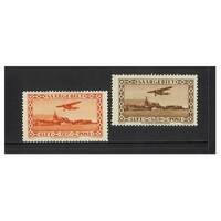Saar: 1932 Airs 60c, 5F Set of 2 Stamps Michel 158/59 MLH #EU188