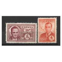 Spain: 1945 10p Morato, 4p Gonzalez Airs (2 Single Stamps) Michel 929/30 MLH #EU192