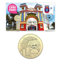 Australia 2022 Luna Park Stamp & $1 UNC Coin Cover - PNC